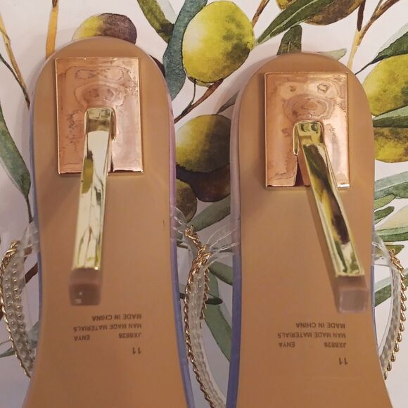 NEW. Cape Robbin Enya Elegant Gold Heel Stilettos With Chain Strap Heels - Picture 7 of 11